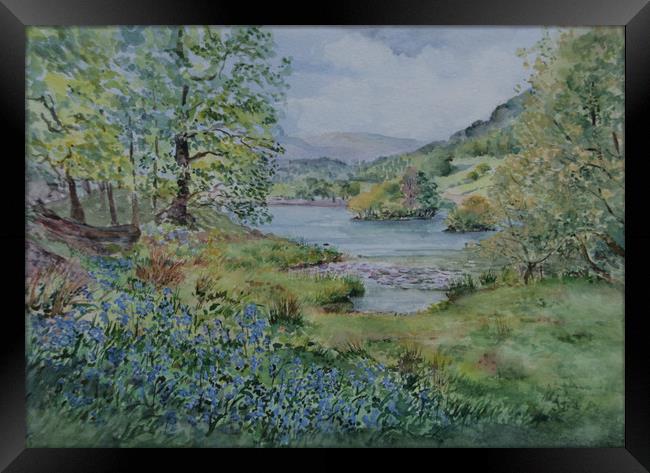 Rydal Water , painting Framed Print by Linda Lyon