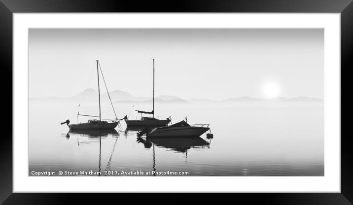 Mar Menor sunrise through mist. Framed Mounted Print by Steve Whitham