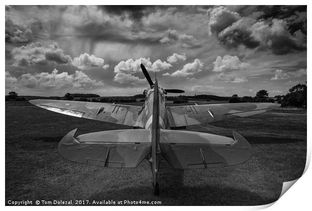 Spitfire sky mono Print by Tom Dolezal