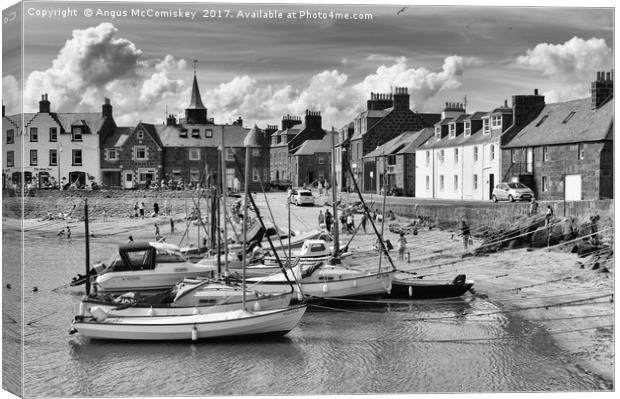 Stonehaven harbour (mono) Canvas Print by Angus McComiskey