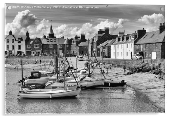 Stonehaven harbour (mono) Acrylic by Angus McComiskey