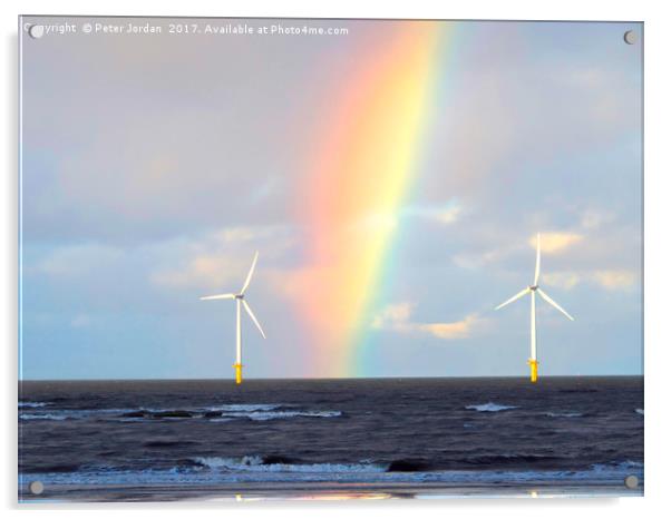 Two turbines from an Offshore Wind Farm with a rai Acrylic by Peter Jordan