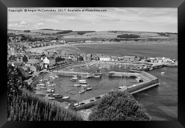 View across Stonehaven Harbour mono Framed Print by Angus McComiskey