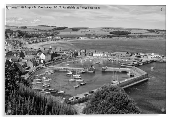 View across Stonehaven Harbour mono Acrylic by Angus McComiskey