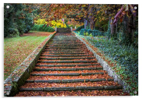Autumnal Stairs Acrylic by David Hare