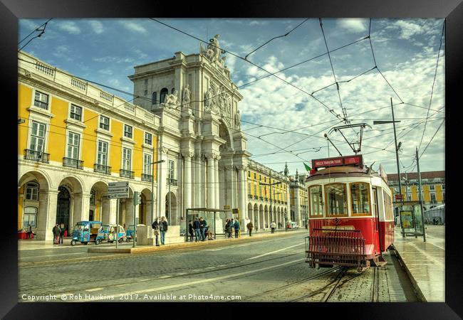 Lisbon Tramcar  Framed Print by Rob Hawkins