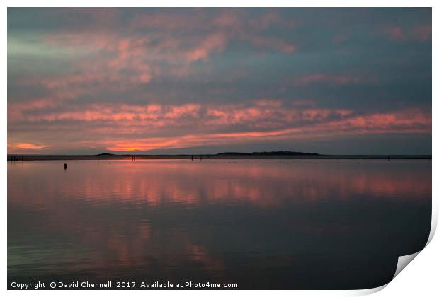 Hilbre Island Red Sky Sunset Print by David Chennell