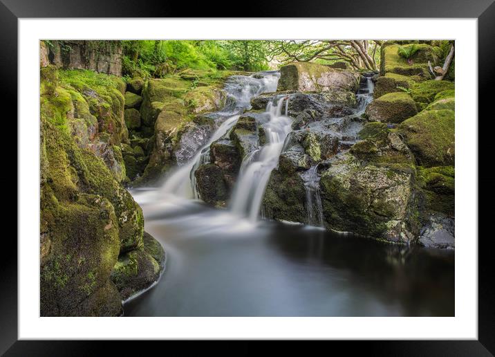 river avon waterfall dartmoor Framed Mounted Print by kevin murch