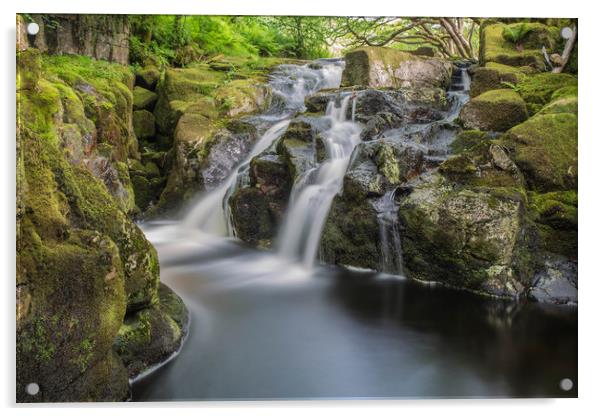 river avon waterfall dartmoor Acrylic by kevin murch