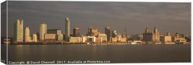 Liverpool Waterfront Panorama  Canvas Print by David Chennell