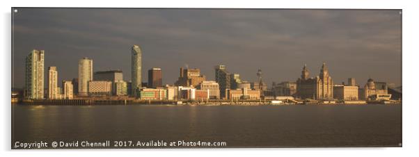 Liverpool Waterfront Panorama  Acrylic by David Chennell