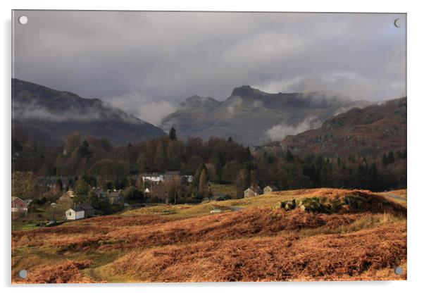 Elterwater and View of Langdale Pikes Acrylic by Linda Lyon