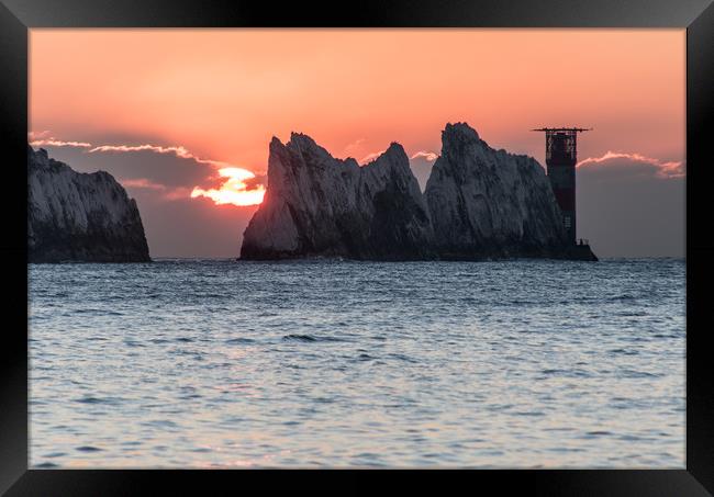 Sunset at the Needles Rocks Framed Print by Alf Damp