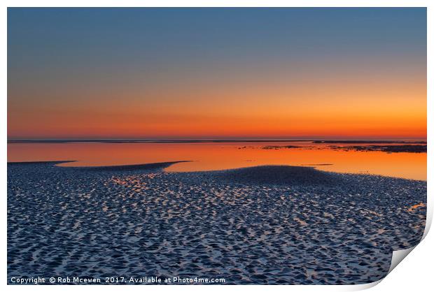 Sunset over Morecambe Bay Print by Rob Mcewen