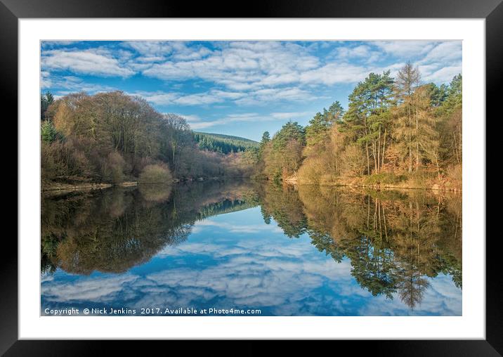 Clydach Reservoir Reflection Llanwonno South Wales Framed Mounted Print by Nick Jenkins