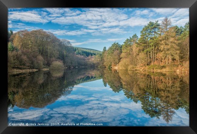 Clydach Reservoir Reflection Llanwonno South Wales Framed Print by Nick Jenkins