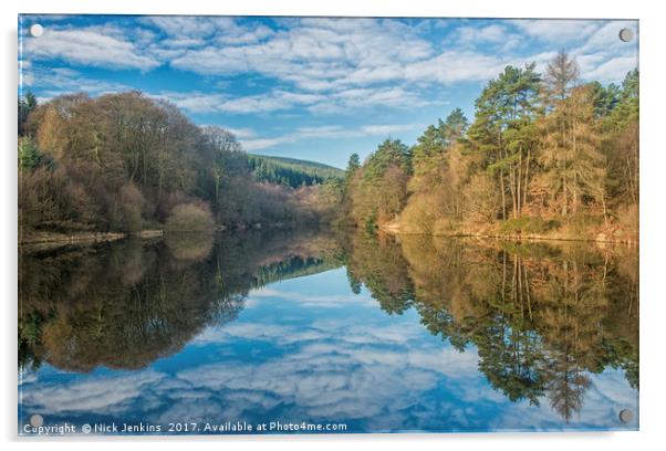 Clydach Reservoir Reflection Llanwonno South Wales Acrylic by Nick Jenkins