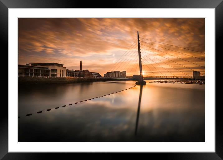 Swansea marina at sunrise with view of the Sail br Framed Mounted Print by Bryn Morgan