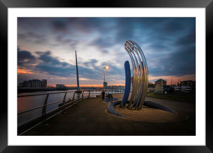 Sculpture at Swansea marina. Framed Mounted Print by Bryn Morgan
