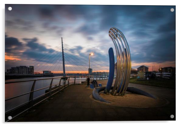Sculpture at Swansea marina. Acrylic by Bryn Morgan