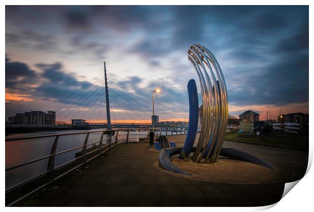 Sculpture at Swansea marina. Print by Bryn Morgan