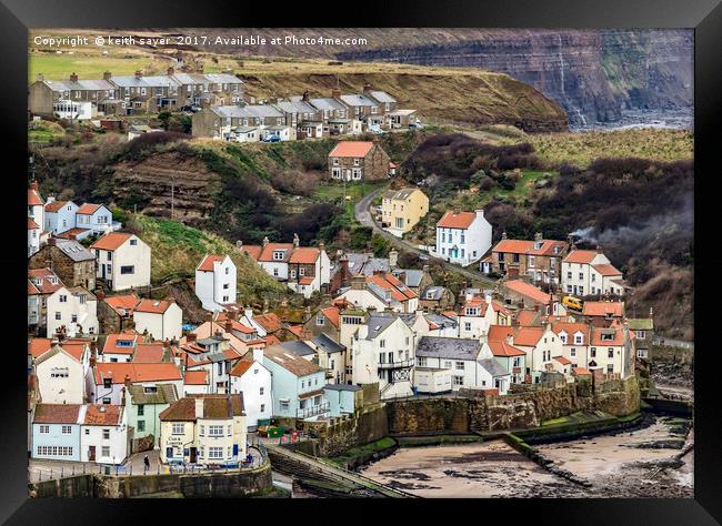 Looking down on Staithes Framed Print by keith sayer