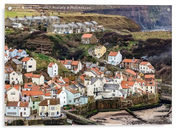 Looking down on Staithes Acrylic by keith sayer
