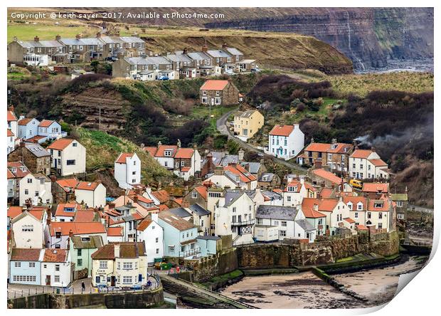 Looking down on Staithes Print by keith sayer