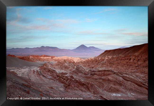 Valle de la Muerte at Sunset Atacama Desert Chile Framed Print by James Brunker