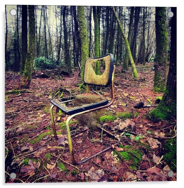 A lost chair in the woods Acrylic by Helen Wright