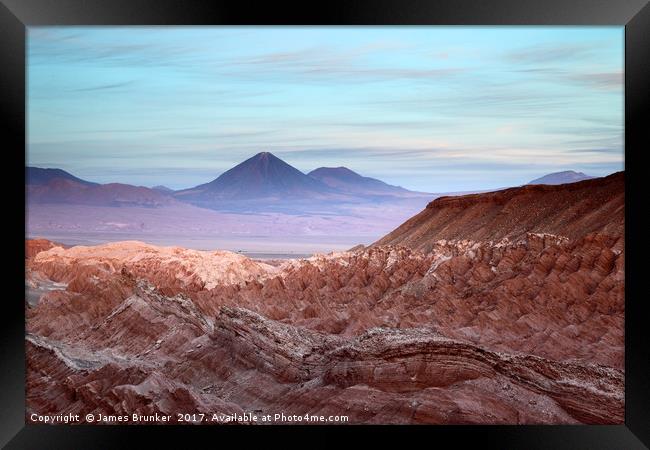 Atacama Desert and Volcanos at Sunset Chile Framed Print by James Brunker