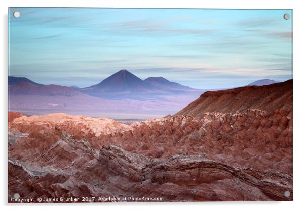 Atacama Desert and Volcanos at Sunset Chile Acrylic by James Brunker