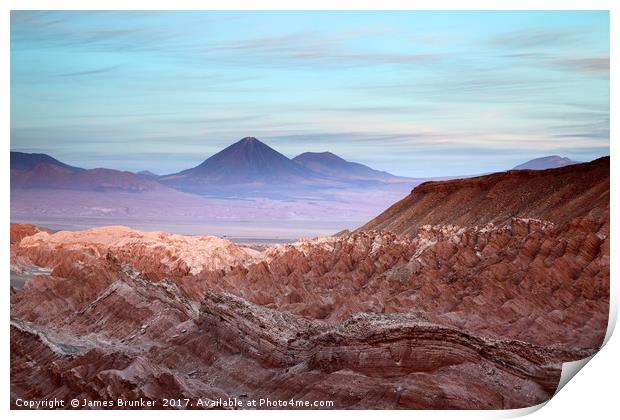 Atacama Desert and Volcanos at Sunset Chile Print by James Brunker