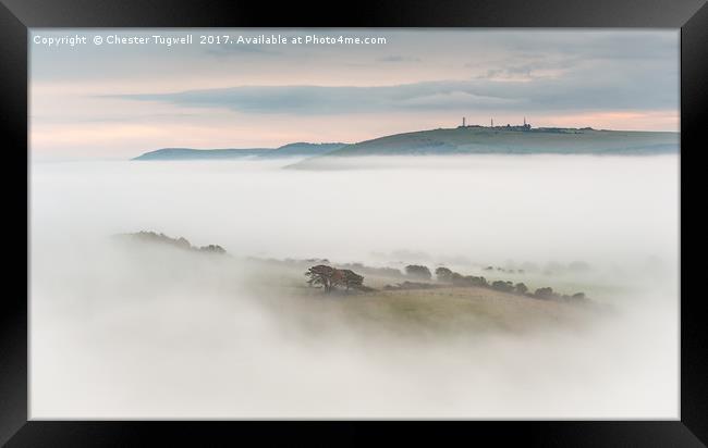 Cloud Inversion on the South Downs, Steyning Bowl Framed Print by Chester Tugwell