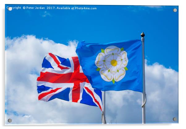 The United Kingdom and  Yorkshire Flags  flying si Acrylic by Peter Jordan