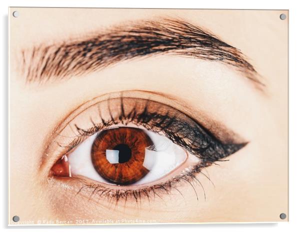Woman Eye With Makeup And Long Eyelashes Acrylic by Radu Bercan