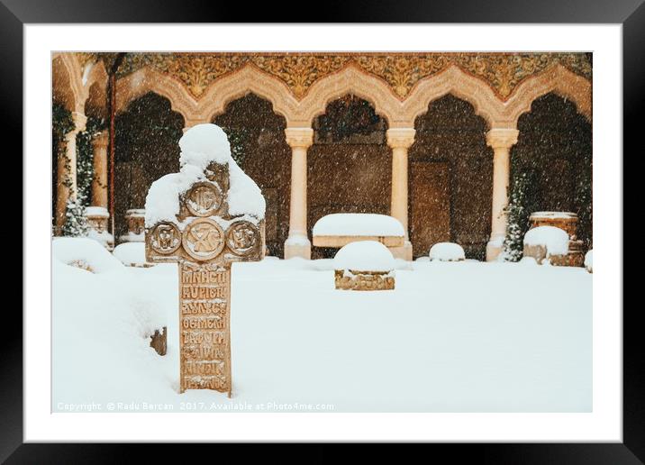 Stavropoleos Monastery In Bucharest During Winter  Framed Mounted Print by Radu Bercan
