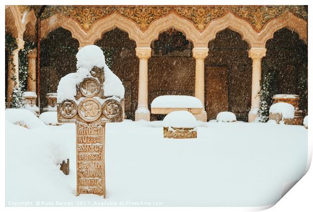 Stavropoleos Monastery In Bucharest During Winter  Print by Radu Bercan
