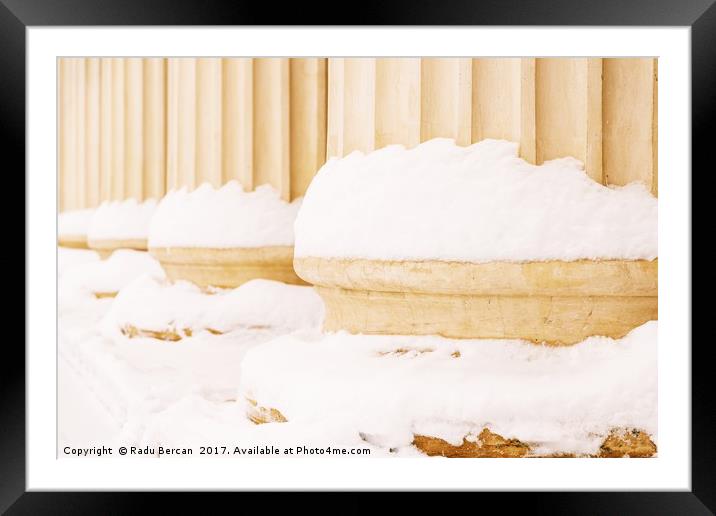 Composite Greek Style Columns In Winter Framed Mounted Print by Radu Bercan