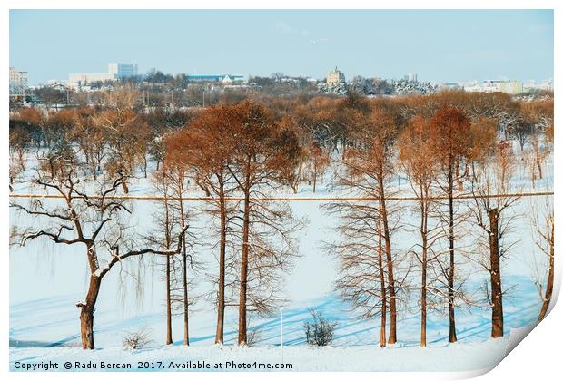 Bucharest City Skyline In Winter Print by Radu Bercan