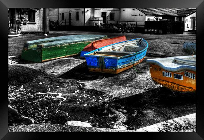 Row boats at Mudeford Framed Print by Chris Day