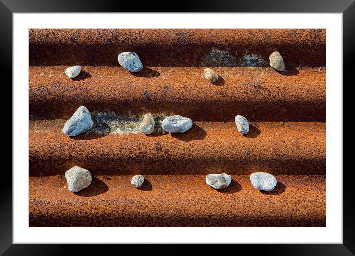 Pebbles on Rust Framed Mounted Print by David Hare