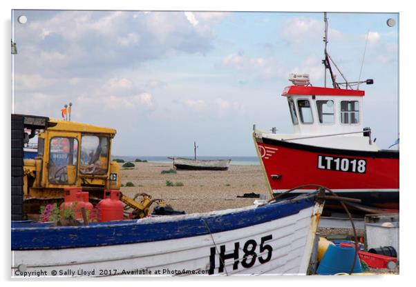 Aldeburgh Fishing Boats Acrylic by Sally Lloyd