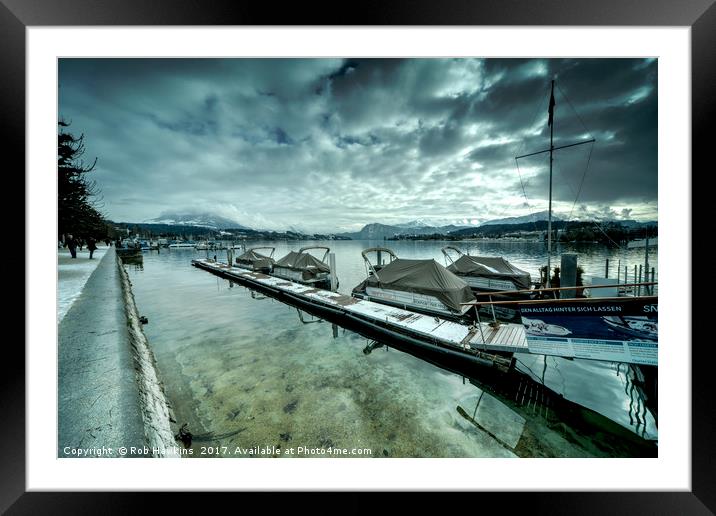 Lake Lucerne Jetty  Framed Mounted Print by Rob Hawkins