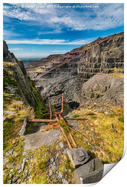 Dinorwic Slate Quarry Snowdonia  Print by Adrian Evans