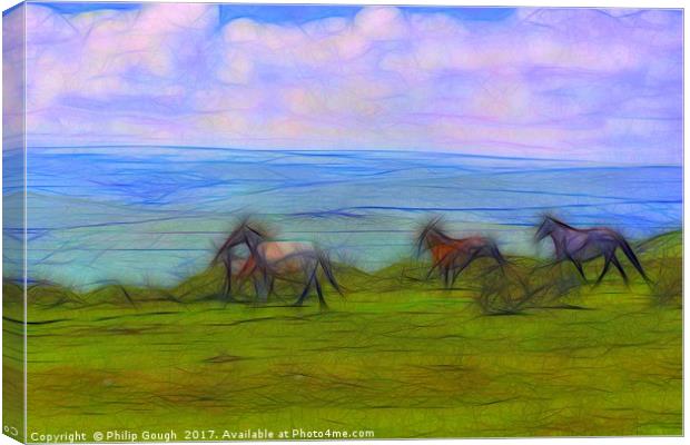 Galloping Across Dartmoor  Canvas Print by Philip Gough