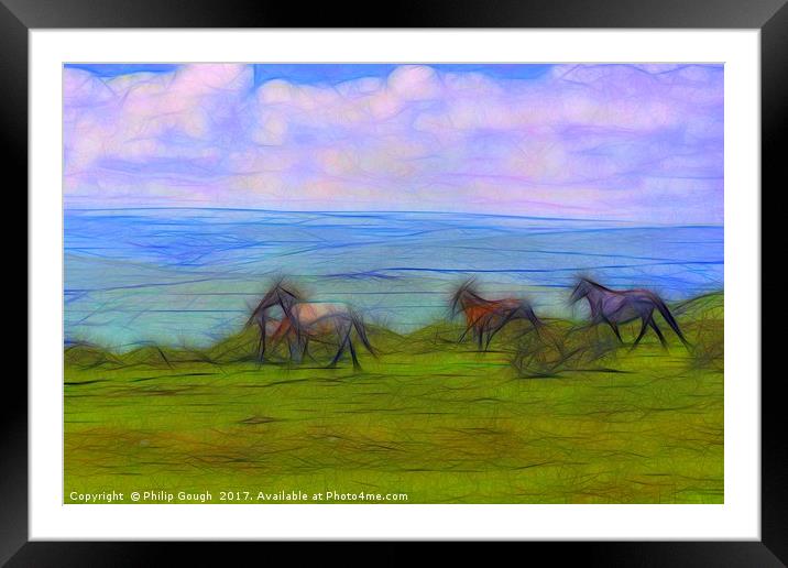 Galloping Across Dartmoor  Framed Mounted Print by Philip Gough
