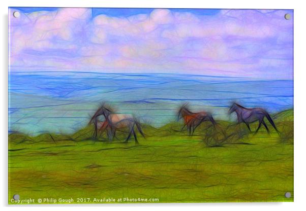 Galloping Across Dartmoor  Acrylic by Philip Gough