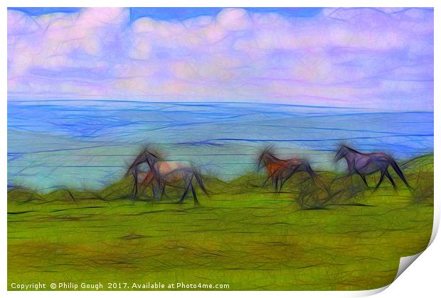 Galloping Across Dartmoor  Print by Philip Gough