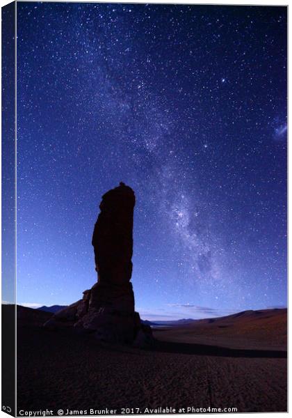 Moais de Tara and Milky Way Atacama Desert Chile Canvas Print by James Brunker